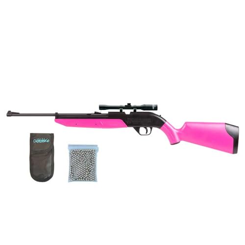 Carabina Perdigón 760 Pumpmaster Rosa 3 Julios + Visor Outletdelocio 4x20. 4,5mm. + Funda + Balines.