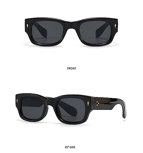 Heptagram Rectangle Sunglasses for Women Men Trendy Chunky Square Eyewear Black Shades UV400 Protection2
