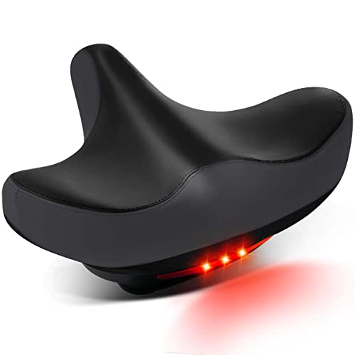 Breiter Fahrradsattel, BRGOOD Bequemer Fahrradsattel für Übergewichtige Schwere Fahrer Stoßabsorbierender großer Fahrradsattel mit Wasserdichtem Bezug für Herren Damen Komfort 11,8x11 Zoll Cover
