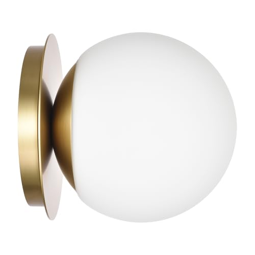 Hanaloa Wall Sconces, 1 Light Modern Globe Sconce in Aged Brass, Wall Light for...