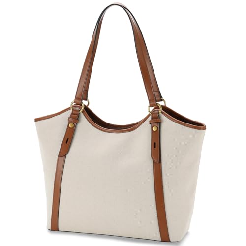 VASCHY Vegan Leather Canvas Tote Bag