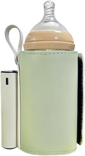 SIzlaho ポータブルボトルウォーマー、21段階温度調節機能付きUSB充電式哺乳瓶ウォーマー、母乳またはミルク用温度デジタルディスプレイ付きベビーウォーマーボトル (グリーン)