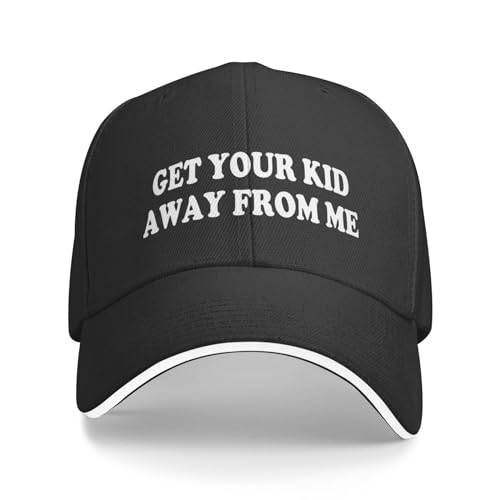 Get Your-Kid-Away from Me-Baseball Cap Hat Adjustable Caps Dad Trucker Hat Outdoor Hiking Sport Sunhat Black