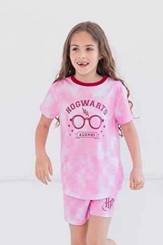 Harry Potter Gryffindor Hufflepuff Ravenclaw Slytherin Girls Pajama Shirt and Shorts Sleep Set Little Kid to Big Kid