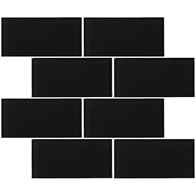 TCSAG-04 3x6 Black Glass Subway Tile -Kitchen and Bath Backsplash Wall Tile (1sqt)