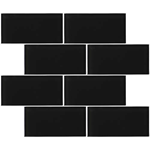 TCSAG-04 3x6 Black Glass Subway Tile -Kitchen and Bath Backsplash