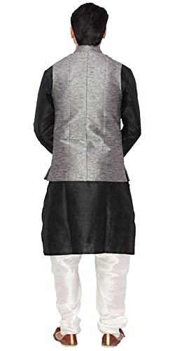 Image of Men's Silk Kurta Pyjama With Waistcoat