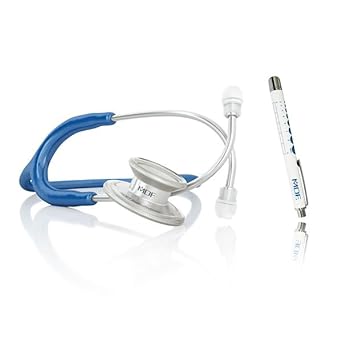 MDF Instruments MD One Stainless Steel Stethoscope, Adult, Royal Blue Tube + MDF LUMiNiX Medical Professional Penlight