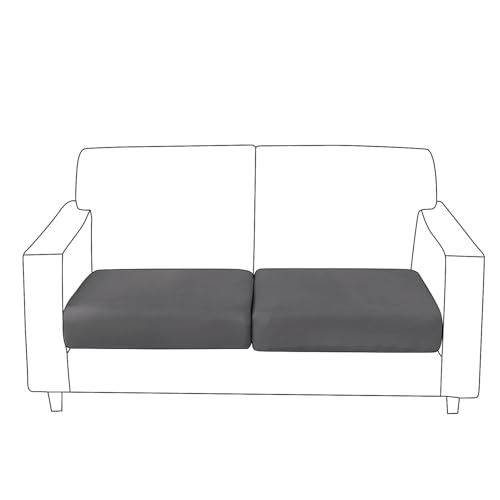Image of HOKIPO 100% Waterproof Stretchable Elastic 140gsm Sofa Cushion Seat Cover, 2-Piece Seat Cushion Cover, Dark Grey (AR-5352-DGRY*2)