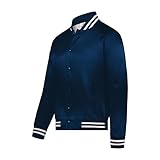 Augusta Sportswear Men's Satin Baseball Jacket/Striped Trim L Navy/White