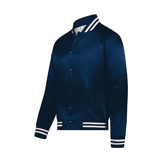 Augusta Sportswear mens Augusta Satin Baseball Jacket/Striped Trim Jacket, Navy/White, 3X-Large US
