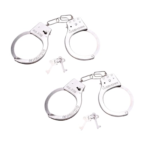 Katyjun 2 Stück Handschellen Kinder Polizei Echt Stahl Profi mit 4...