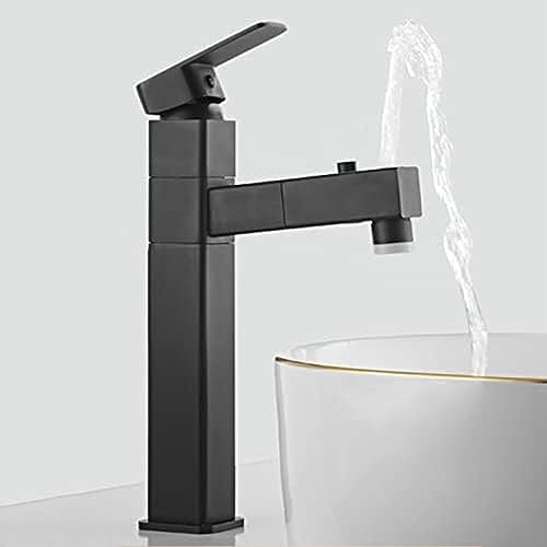 Robinet de cuisine extractible 3 jets grand mitigeur noir et or pour évier de maison