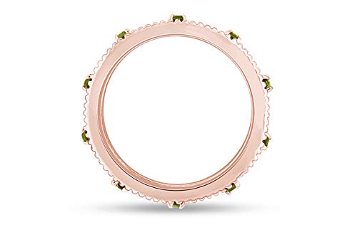 Stackable Ring for Women, 14K Gold Over 925 Sterling Silver with Round Cut Simulated Peridot, Dainty Band Ring Jewelry Gift for Her (Band width 3.5mm)4