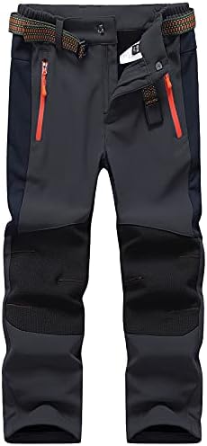 DAFENGEA Kids Snow Ski Pants Hiking Boys Girls Outdoor Waterproof Windproof Fleece Warm Snowboard Pants,KZ2068-DarkGrey1-12Y