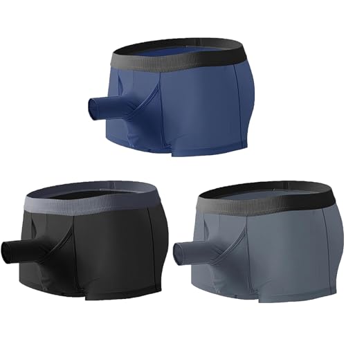 Men's Boxers Briefs with Front Breathable Enhancing Pouch, Elephant Nose Separated Ball Pouch Underwear
