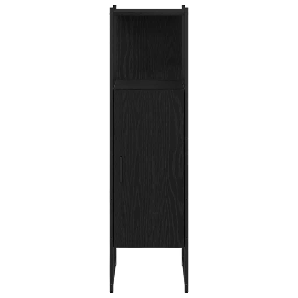 Juego de 4 muebles de baño de acero y madera con espejo, estante y armario, color negro