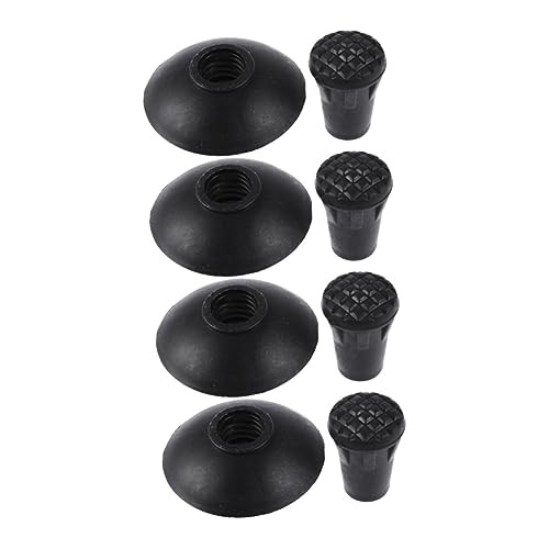 Sosoport 4Pairs Durable Rubber Tips Set for Trekking Poles Heavy Duty Replacement Feet End Cover Tips for Hiking Poles and Walking Sticks Crutch Tips for Hiking Walking Crutch