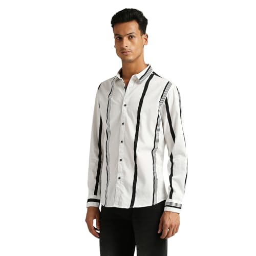 Image of Pepe Jeans Men's Casual Shirt | Striped Shirt for Men| Regular Fit | Vertical Stripes | Full Sleeve | Available in Plus Size
