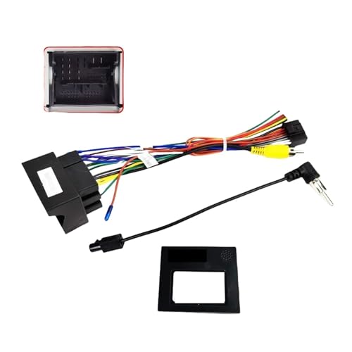 Adaptador de arnés de cableado de radio, decodificador de bus CAN, cable Android de 16 pines for coche, compatible con VW Golf, Jetta, Polo, Passat, T-Roc, Octavia y Leon.(Quadlock 52 Pin)