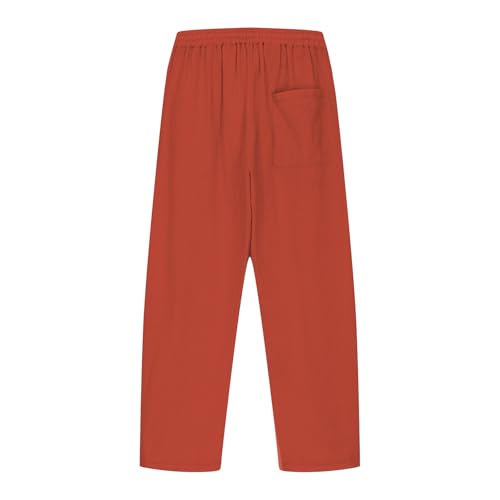 Girls Cotton Linen Pants Trendy Pleated Wide Leg Pants Kids Teen Elastic Waist Drawstring Athletic Summer Trousers3