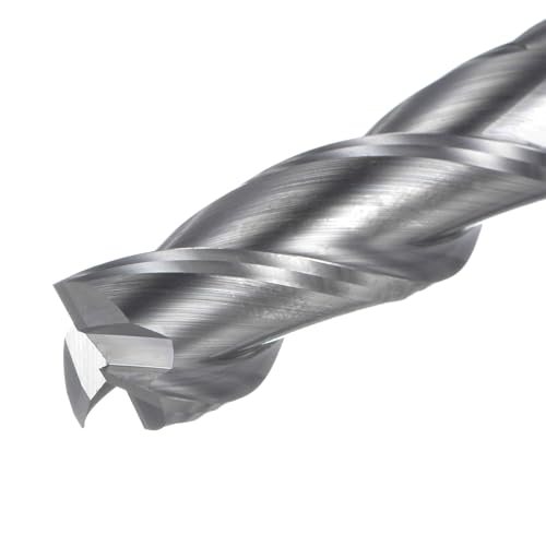 Image of uxcell Carbide Square End Mill, 5 /8 inch Diameter Uncoated 3 Flutes Milling Bit Cutter, for Aluminum Copper Non-Ferrous Metal, 5 /8 inch Shank 2-3 /8 inch Cut Length 4 inch Long
