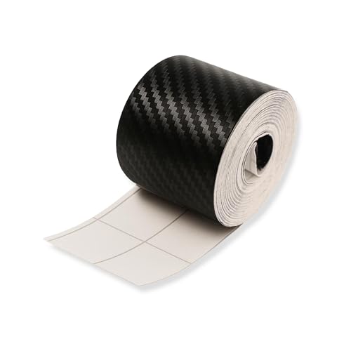 Vinilo de Fibra de Carbono Autoadhesivo 3CM x 5M,Protector de Umbral de Puerta de Coche Universal, Tira Adhesiva de Fibra de Carbono Negra, Ideal para Parachoques, Espejos y Carrocería, 3CM x 5M