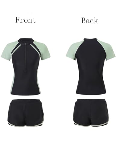 Image of Girls Short Sleeve Rash Guard Sets Swimsuits Two-Piece Beach Swimwear Quick Dry Bathing Suits UPF 50+ 8-16 Years