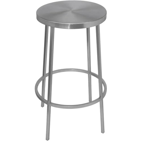 Meridian Furniture 949Silver Tyson Collection Modern | Taburete de hierro contemporáneo, acabado plateado cepillado, altura de mostrador