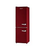 iio Retro Refrigerator With Bottom Freezer - Full Size 24 Inch Wide 11 Cu Ft - Frost Free, Fast Cool, 360° Multiflow Cooling, Space Saving, Environmentally Friendly (Left Hinge, Wine Red)