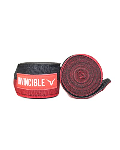 Image of INVINCIBLE Nylon Mexican Style Semi-Stretch Hand Wraps (Black Red, 4.5 Meter)