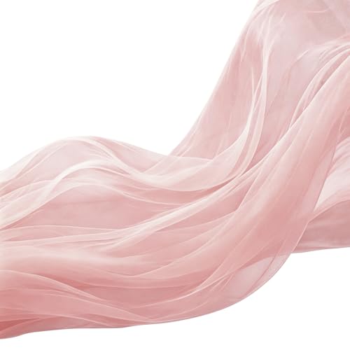 Weicher Organza Tüllstoff 160cm x 3 Meter/5M/10M Transparenter Netzstoff Dekostoff Zum Nähen Für Hochzeit Party Torbogen Kleid Tüllrock Schleier Und DIY Deko (Rosé Beige 160cm x 3 Meter)
