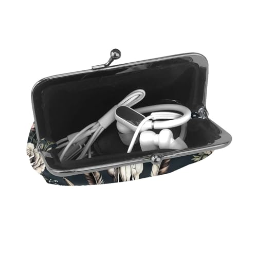 Pu Leather Buckle Coin Purse Bull-Skulls-Indian Girls Kiss-Lock Change Purse Wallets4