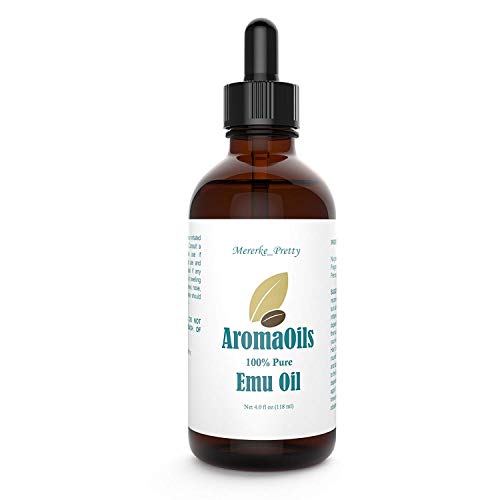Mererke_Pretty Emu Oil - 4 ounce - 100 Percent Pure Oil by AromaOils - Best for Hair Growth, Skin, Face, Stretch Marks, Scars, Muscle Ache, and Joint Pain - Compare to Top Seller InstaNatural