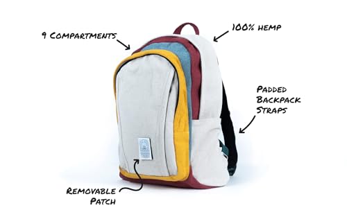 DIME BAGS Large Backpack Made with 100% Nepali Hemp, Roomy Storage with Multi-Compartments & Hidden Pocket, Adjustable Shoulder Straps, Unisex Bag for Travel & Daily Use, Naturals Pioneer (Ash)4