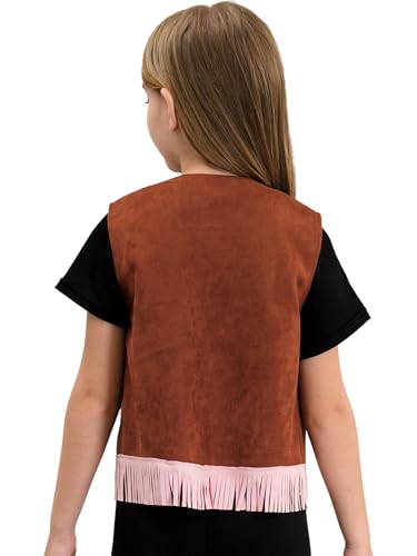 Kids Western Rodeo Cowgirl Vest Halloween Sleeveless Star Fringe Tassels Dressy Waistcoat4