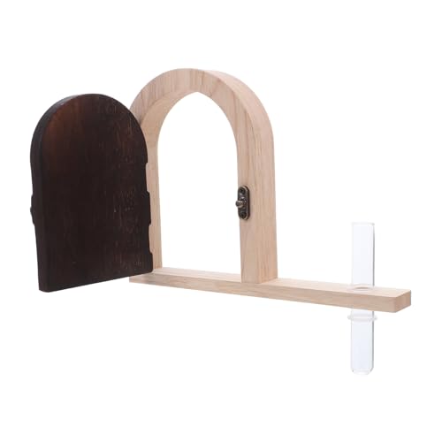 LIFKICH 童話ドア形状 コンセントカバープレート 木製ベース 試験管花瓶付き とペットの 防止装飾壁用プラグガード