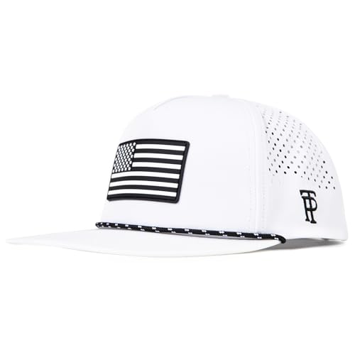 TOP-EX Golf Hats for Men Baseball Caps Snapback Flat Bills Rope American Flag Waterproof Fitted Adjustable Big Head White X-Large XX-Large XL XXL