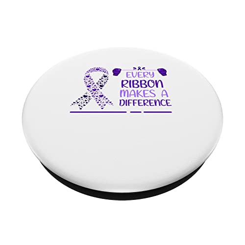 Pancreatic Cancer Awareness Purple Family Support Ribbon PopSockets Swappable PopGrip, Black - Image 2