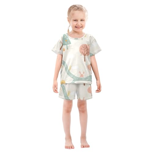 Summer Pajama Set Road Tree, Short Sleeve Sleepwear Nightwear3