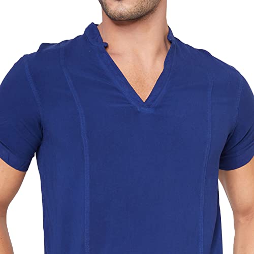 Image of Identiti MenSlim Fit Half Sleeve Solid Smart V Placket Casual Shirts