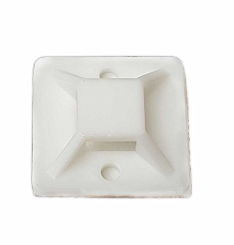Base adhesiva para bridas de cable NiftyPlaza (25mm x 25mm) - 100 piezas transparente/blanco con orificio para tornillo, alta resistencia miniatura 3