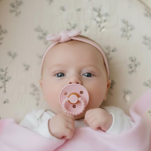 Image of Luladream Pacifier - Natural Rubber Nipple - Soft Teething Handle - for Infants Baby's and Toddlers, 0-18 Months (Blush Pink + Rose Petal)