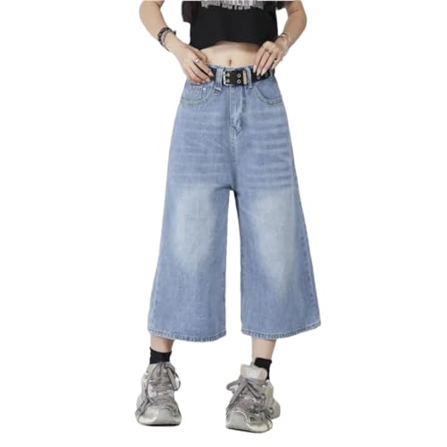 Jeans baggy trapèze à jambes larges et pantalon droit sept points femme