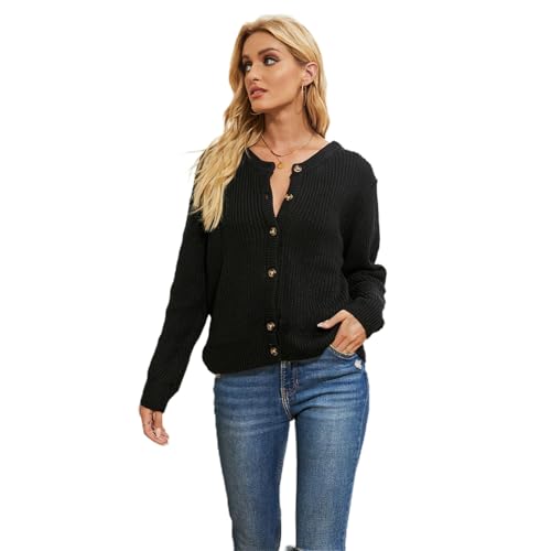 Cárdigan Elegante De Manga Larga para Mujer Suéter Camisa De Punto para Otoño Frente Abierto Y Cierre De Botones Abrigos Cortos De Punto Sueltos Informales Suéteres Cárdigan para Mujer