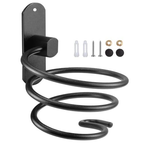 UptVin Support Seche Cheveux, Porte Seche Cheveux Mural Forme de Spirale avec Support de Câble Accroche Seche Cheveux en Aluminium Accessoires de Salle de...