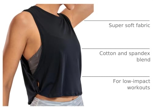 Image of CRZ YOGA Pima Cotton Dropped Armhole Tank | Workout, Naturally Soft, Loose Fit, Crop, Crewneck, Knotted Sides, Sleeveless Tops for Women