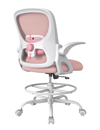 LukkDys Drafting Chair,Tall and Standing Desk Chair with Flip-up Armrests, Ergonomic Comfy Lumbar...