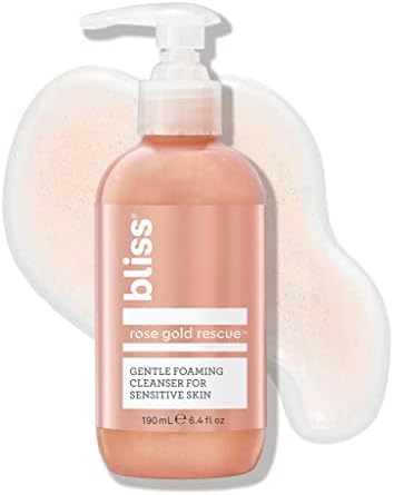 Bliss Rose Gold Rescue Foaming Face Wash - 6.4 Fl Oz - Cleanser for Sensitive Skin - Rose Water - Gently Removes Makeup - Non-Drying - Clean - Vegan & Cruelty-Free