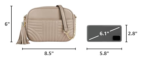 Image of EVVE Quilted Crossbody Bags for Women - Stylish Camera Bag with Tassel - Lightweight Medium Size Shoulder Purse